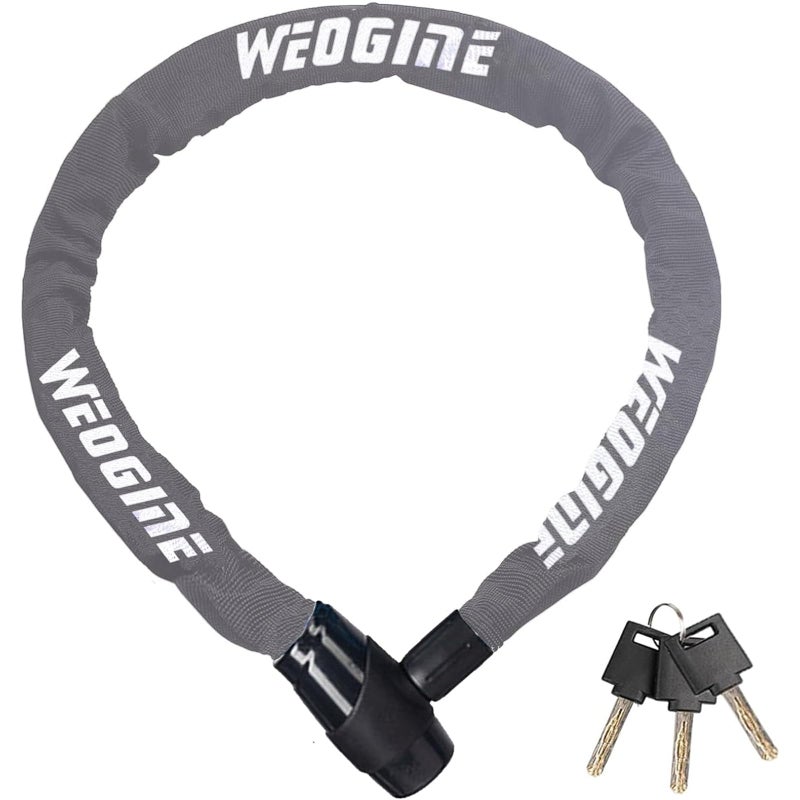 Weogine Bike Lock, Heavy Duty Anti-Theft 2.72 Ft Security Chain with 3 Keys, Waterproof for Bicycle,Scooter, Motorcycle, Door, Gate, Fence - Image 1